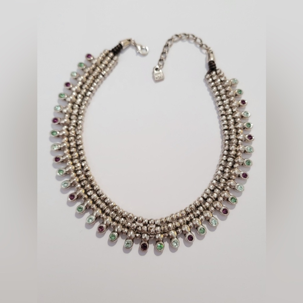 Uno De 50 CRYSTAL JUNGLE Silver Beaded And Crystals NECKLACE
